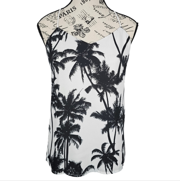 Express Women's Trapeze Blouse Palms Sleeveless Size XS - Picture 1 of 7
